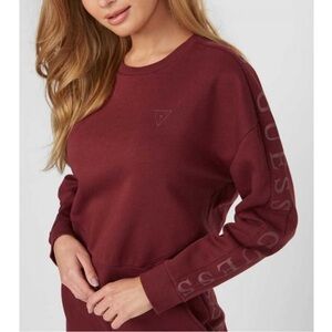 Guess Valencia Logo Fleece Burgundy Sweatshirt Women’s Size Medium